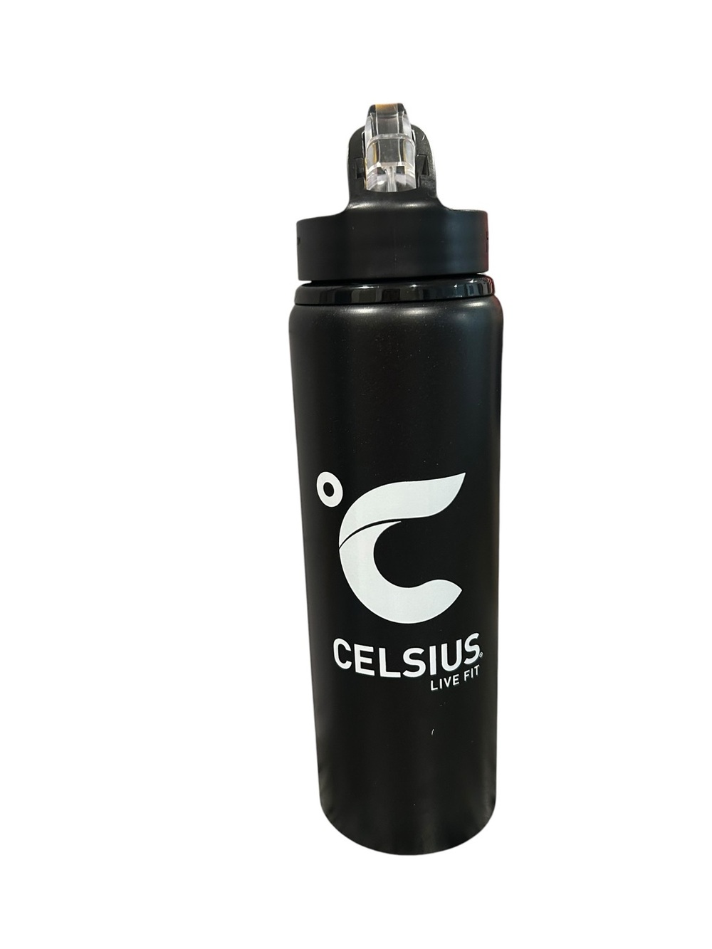 Black Stainless Steel Water Bottle with Flip Straw Lid